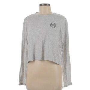 Cropped Gray Long Sleeve Tee PINK Victoria’s Secret Large NWT